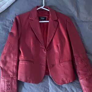 Red leather jacket